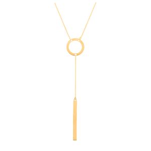 Gargantilha Gravata Círculo Vazado Ouro 18k 750