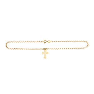 Tornozeleira Elos Portugueses Cruz Vazada Ouro 18k 750