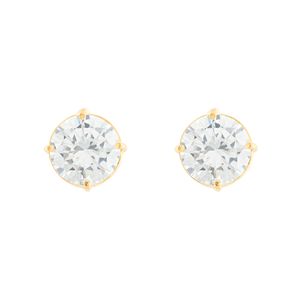 Brinco Ponto de Luz Zircônia 8mm Ouro 18k 750