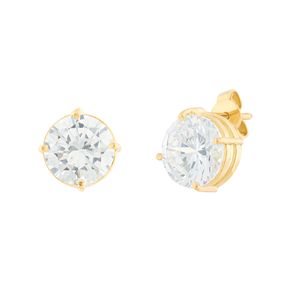 Brinco Ponto de Luz Zircônia 8mm Ouro 18k 750