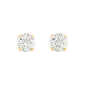 Brinco Ponto de Luz Zircônia 5mm Ouro 18k 750