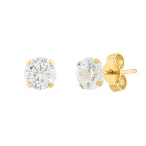 Brinco Ponto de Luz Zircônia 5mm Ouro 18k 750