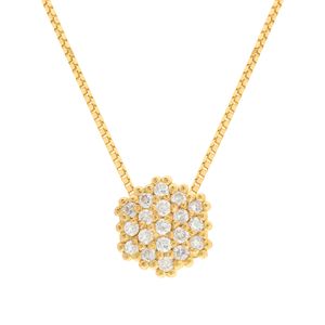 Gargantilha Hexagonal com Diamantes Ouro 18k 750