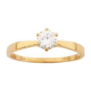 Anel Solitário com Zircônia 5mm Ouro 18k 750