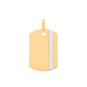 Pingente Placa Bicolor Ouro 18k 750