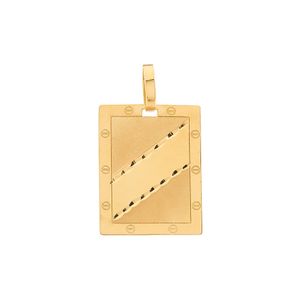 Pingente Placa Trabalhada Fosca e Lisa Ouro 18k 750