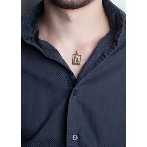Pingente Placa Vazada Pai e Filha Ouro 18k 750