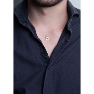 Pingente Placa Cruz Fosco e Liso Ouro 18k 750