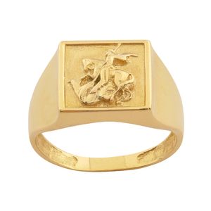 Anel Quadrado São Jorge Fosco e Liso Ouro 18k 750