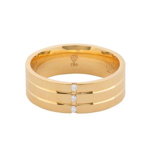 Aliança Individual Trabalhada 6mm com Diamantes Ouro 18k 750 Peso Médio 7g - ART6