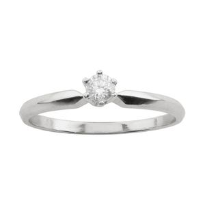 Anel Solitário Ouro Branco 18k 750 com Diamante 0,10ct