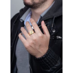 Anel Quadrado São Jorge Fosco e Liso Ouro 18k 750
