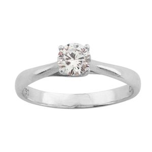 Anel Solitário Zircônia 5mm Ouro Branco 18k 750