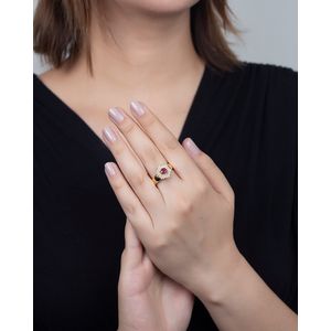 Anel Formatura Rubi e Diamantes Ouro 18k 750