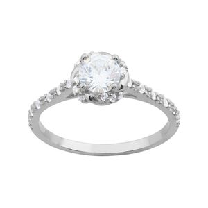Anel Solitário Zircônias Ouro Branco 18k 750