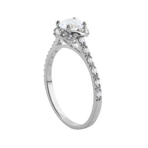 Anel Solitário Zircônias Ouro Branco 18k 750