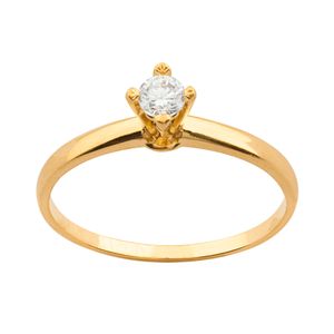 Anel Solitário com Zircônia 4mm Ouro 18k 750