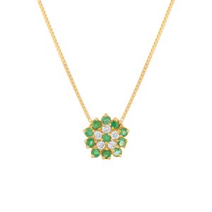Gargantilha Flor Crisoprásio e Diamante Ouro 18k 750