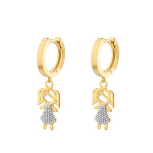 Brinco Argola Menina Bicolor Ouro 18k 750