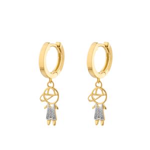 Brinco Argola Menino Bicolor Ouro 18k 750