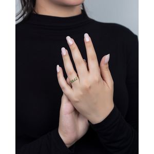 Meia Aliança Esmeralda e 12 Diamantes Ouro 18k 750