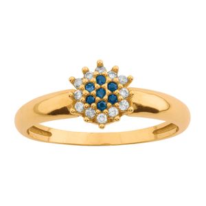Anel Chuveiro Diamantes com Safiras Ouro 18k 750