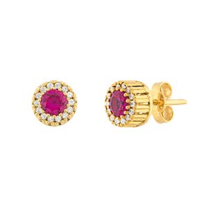 Brinco Chuveiro com Rubis e Diamantes  Ouro 18k 750