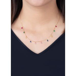Gargantilha Choker Gotas Coloridas Zircônias Ouro 18k 750