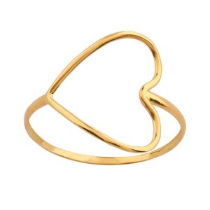 Anel Coração Vazado Deitado Ouro 18k 750