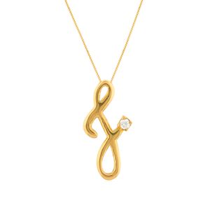 Gargantilha Letra J Ouro 18k 750 e Diamante