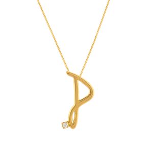 Gargantilha Letra P Ouro 18k 750 e Diamante