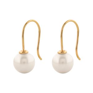 Brinco Gancho Pérola 8mm Ouro 18k 750