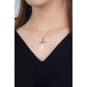 Pingente Cruz Fosco e Liso Ouro 18k 750
