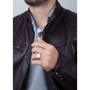Anel Quadrado Fosco e Liso Ouro 18k 750