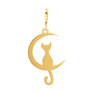 Pingente Gato Lua Ouro 18k 750