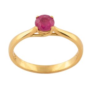 Anel Solitário com Rubi Ouro 18k 750