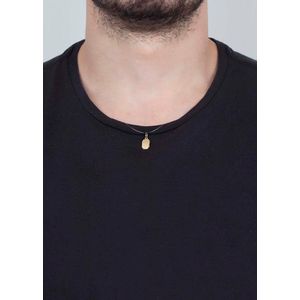 Pingente Placa Pequeno Fosco e Liso Ouro 18k 750