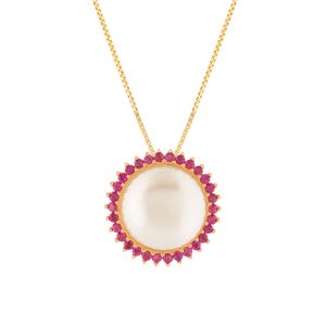 Gargantilha Pérola Rubi Ouro 18k 750