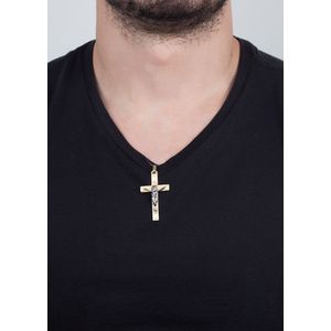 Pingente Crucifixo Bicolor Ouro 18k 750