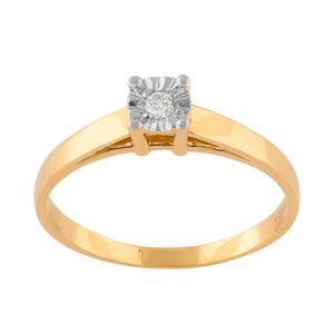 Anel Solitário Bicolor com Diamante 0,05ct Ouro 18k 750
