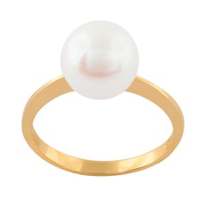 Anel Pérola 8mm Ouro 18k 750