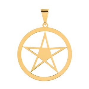 Pingente Pentagrama Com Círculo Ouro 18k 750