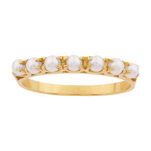 Meia Aliança com Pérolas Ouro 18k 750