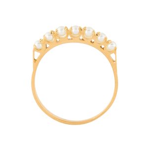 Meia Aliança com Pérolas Ouro 18k 750