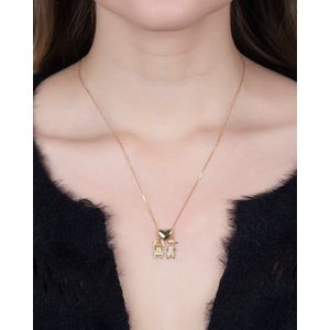 Gargantilha Coração Filhos com Zircônias em Ouro 18k 750
