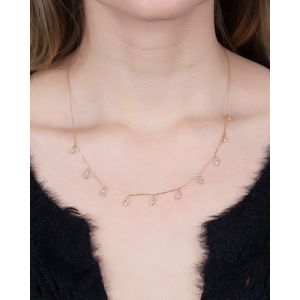 Gargantilha Choker Gotas Zircônias Ouro 18k 750