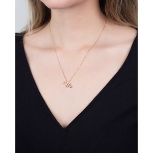 Gargantilha Letra M Ouro 18k 750 e Diamante