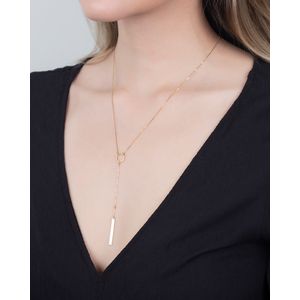 Gargantilha Gravata Círculo Vazado Ouro 18k 750