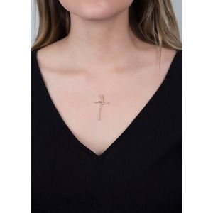Pingente Cruz Sinuosa com Diamantes Ouro 18k 750