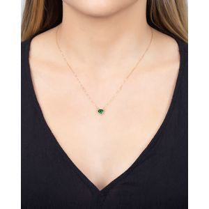 Gargantilha Coração Zircônia Verde Ouro 18k 750